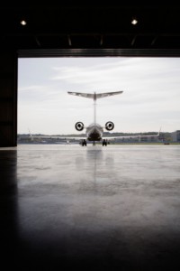 Private Jet Parked Outside Hangar